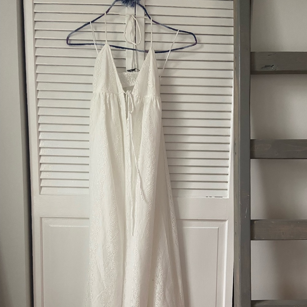 Zara white halter maxi dress